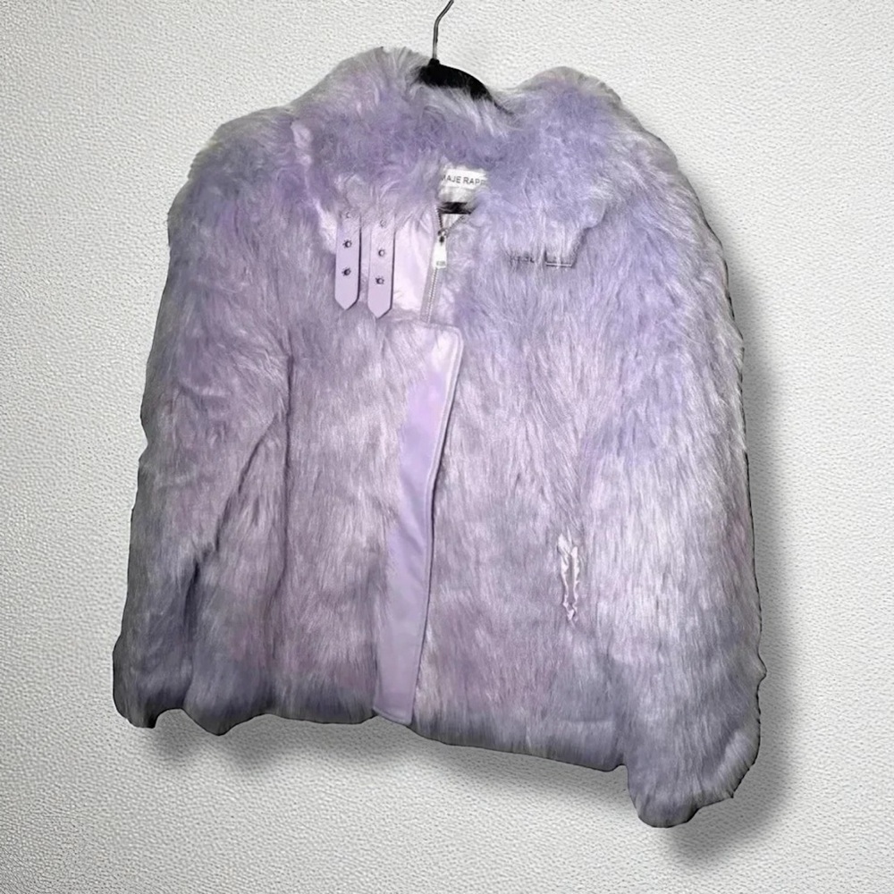 Maje Rapri faux fur lilac jacket  small - Picture 2 of 10